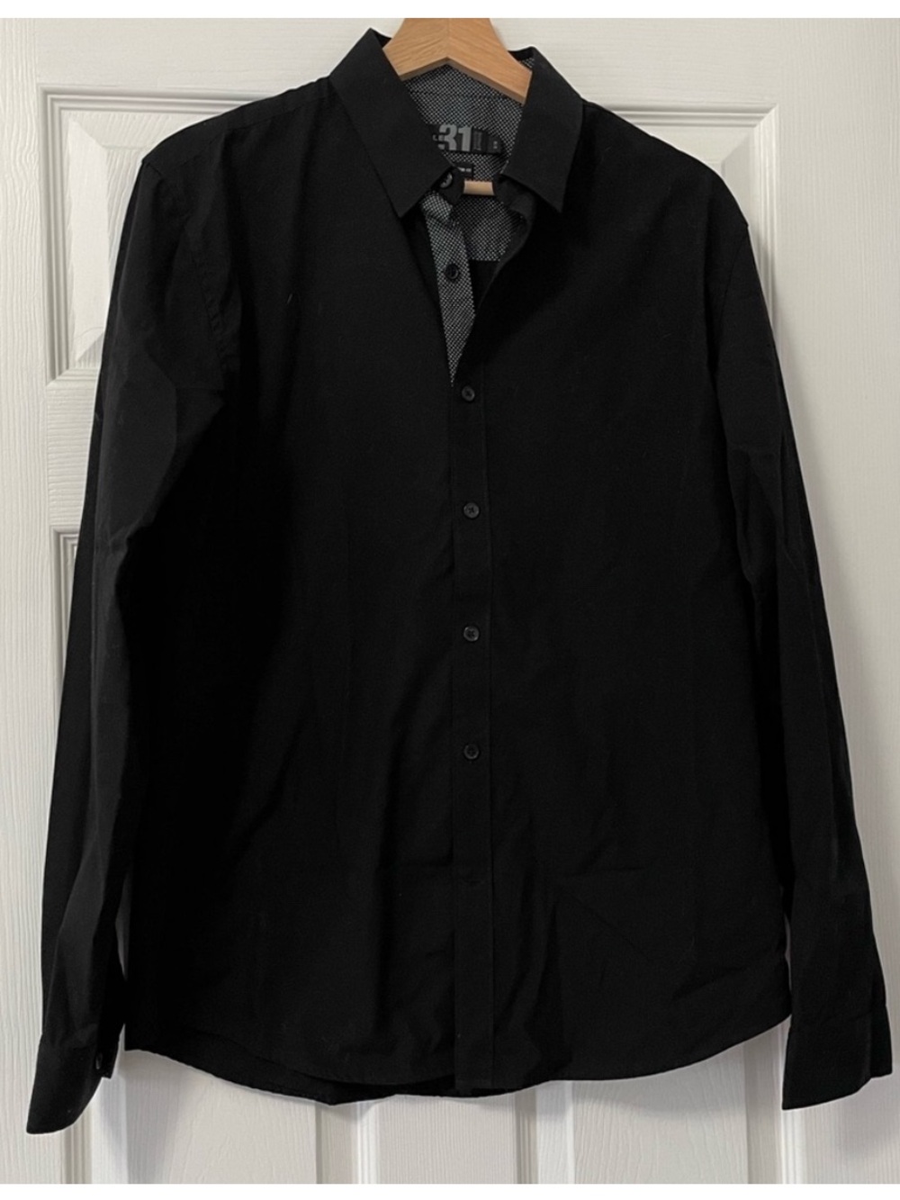 Simon’s Men's Black Button-Down Shirt - Classic Dress Shirt Medium - Picture 3 of 7